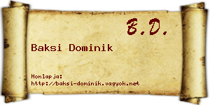 Baksi Dominik névjegykártya